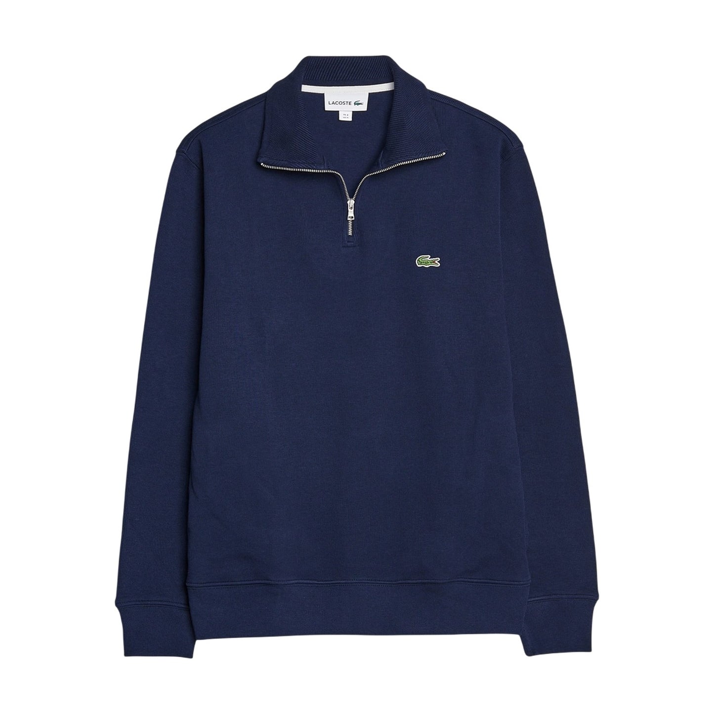 Navy - Front - Lacoste Mens Cotton Blend Quarter Zip Sweatshirt