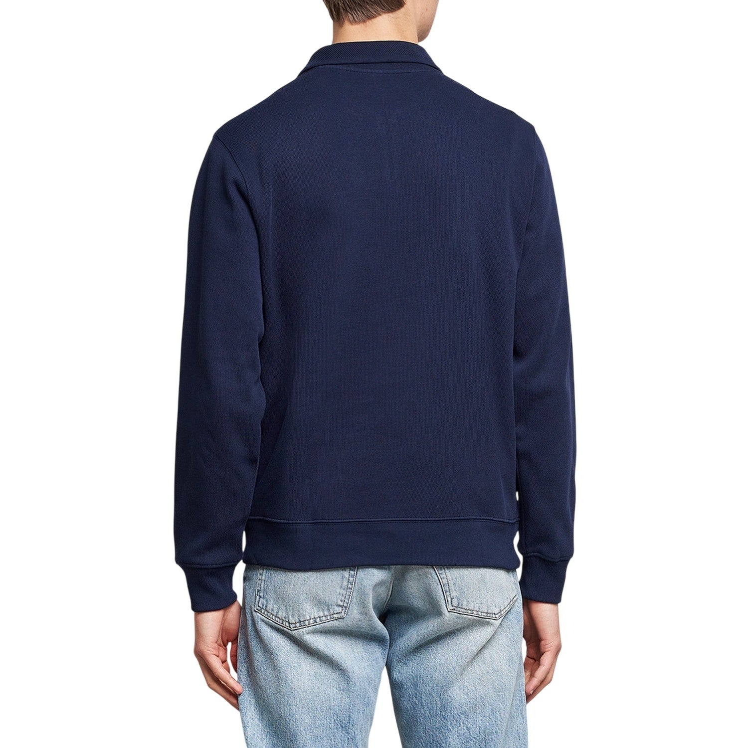 Navy - Back - Lacoste Mens Cotton Blend Quarter Zip Sweatshirt