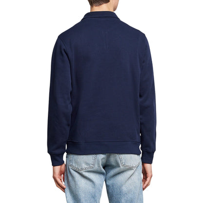 Navy - Back - Lacoste Mens Cotton Blend Quarter Zip Sweatshirt