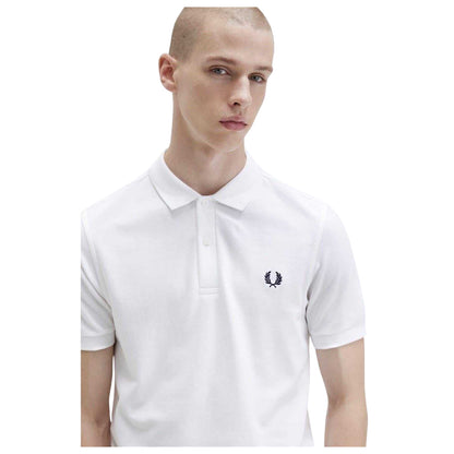 White - Back - Fred Perry Mens Logo Cotton Polo Shirt