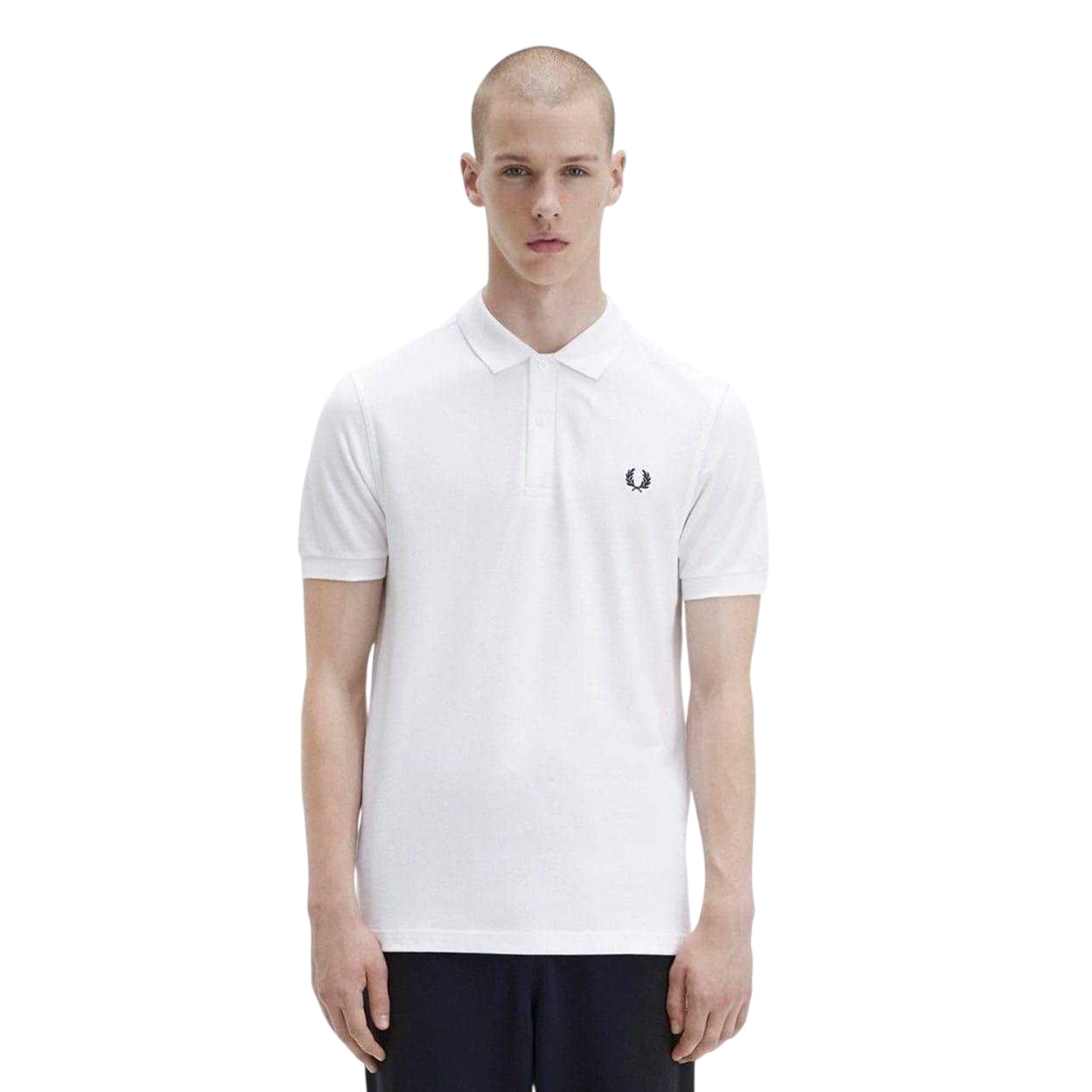 White - Side - Fred Perry Mens Logo Cotton Polo Shirt