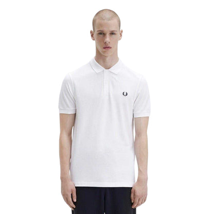 White - Side - Fred Perry Mens Logo Cotton Polo Shirt