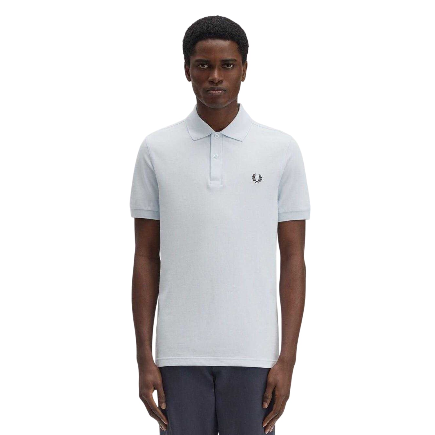 Ice Blue - Side - Fred Perry Mens Logo Cotton Polo Shirt