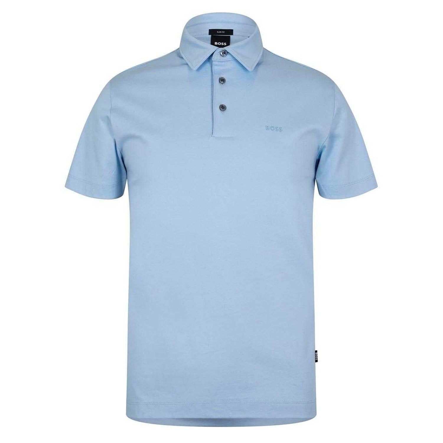 Pastel Blue - Front - Boss Mens 30 Slim Polo Shirt