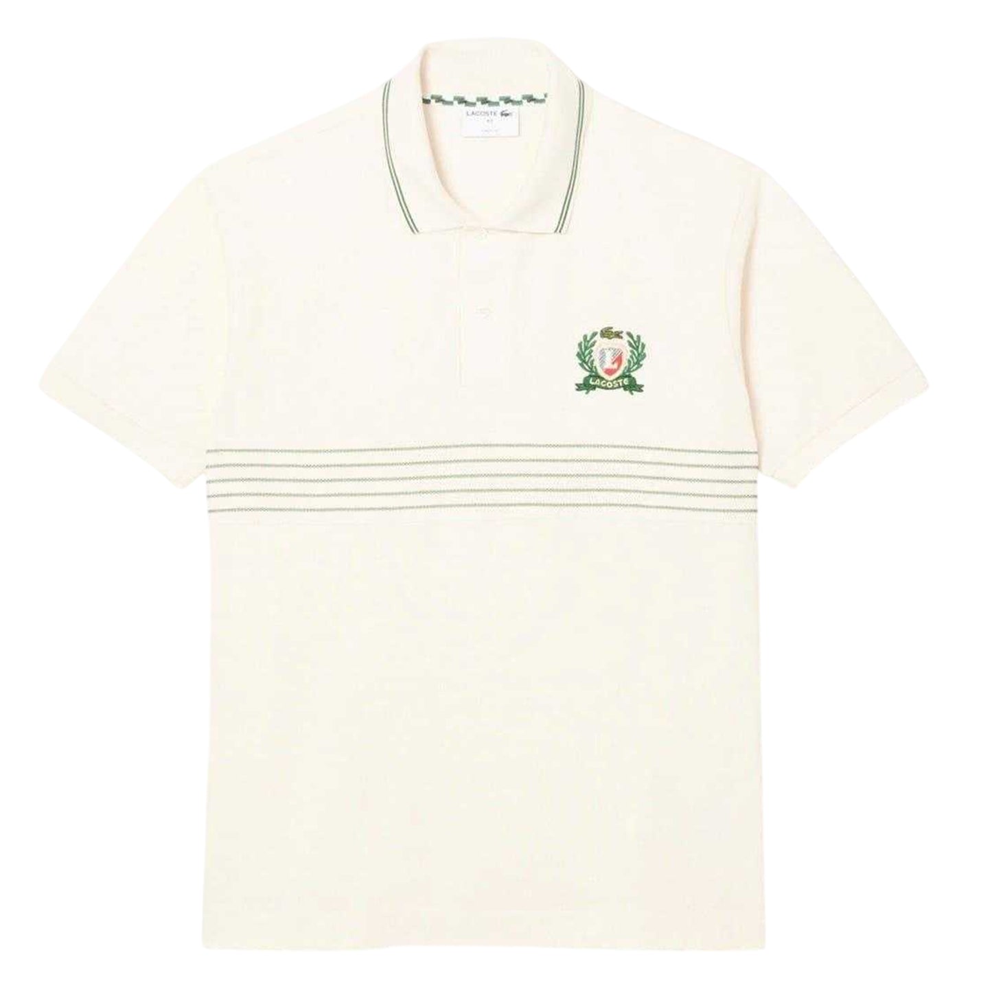 White - Front - Lacoste Mens Striped Regular Short-Sleeved Polo Shirt