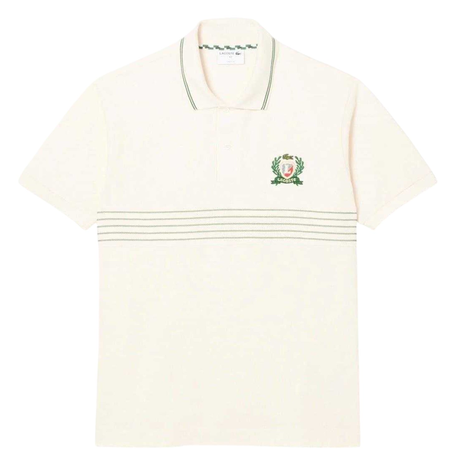 White - Front - Lacoste Mens Striped Regular Short-Sleeved Polo Shirt