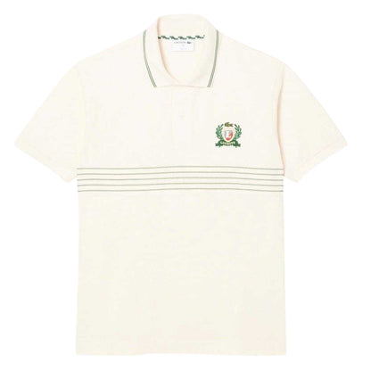 White - Front - Lacoste Mens Striped Regular Short-Sleeved Polo Shirt