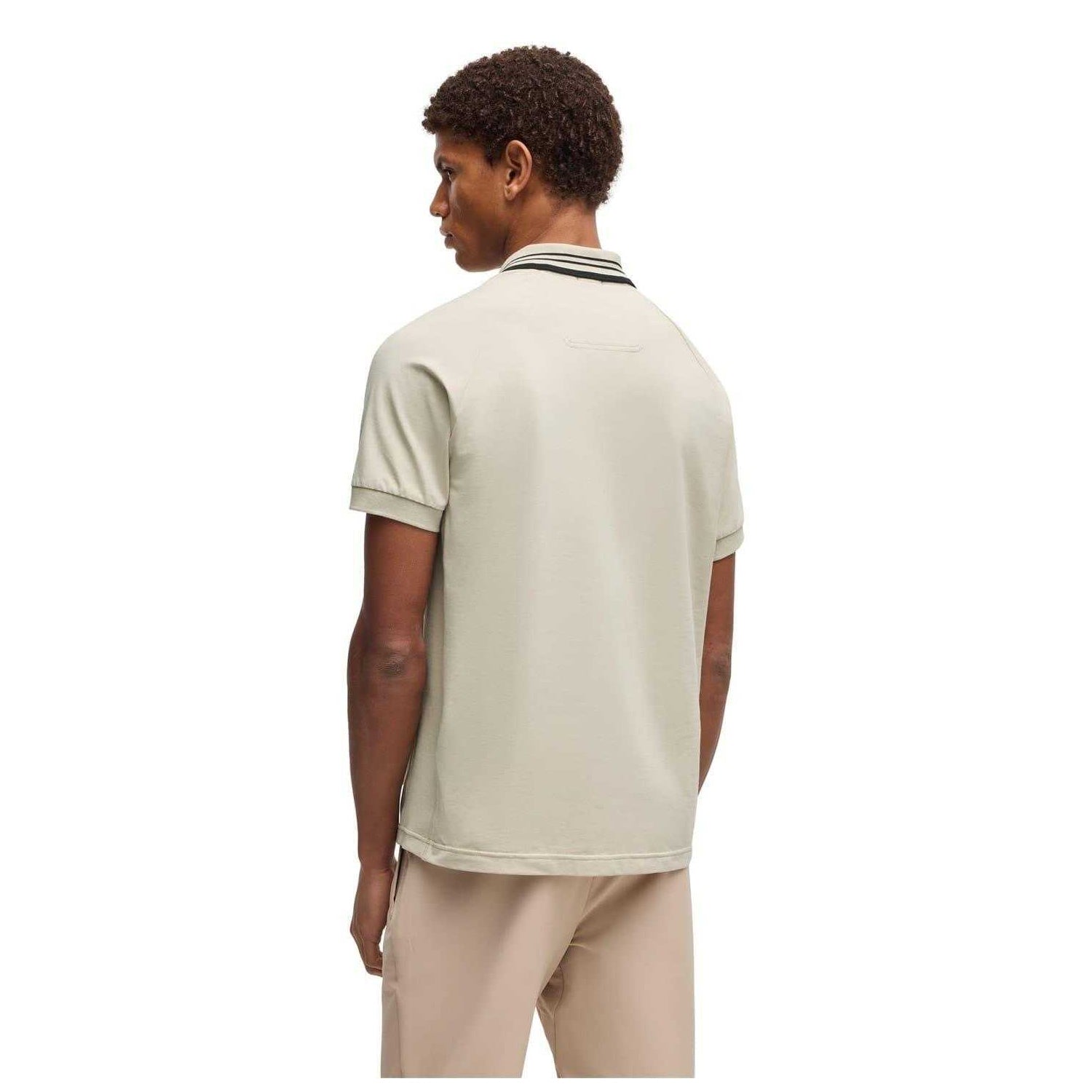 Beige - Back - Boss Mens Collared Regular Raglan Polo Shirt