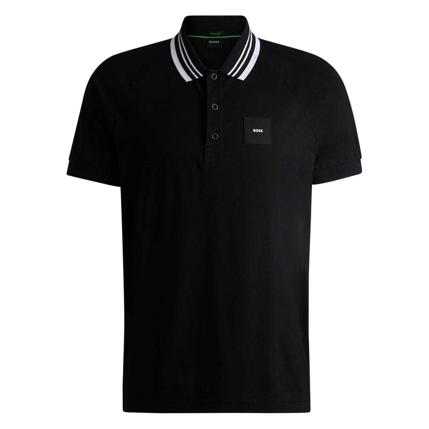 Black - Front - Boss Mens Collared Regular Raglan Polo Shirt