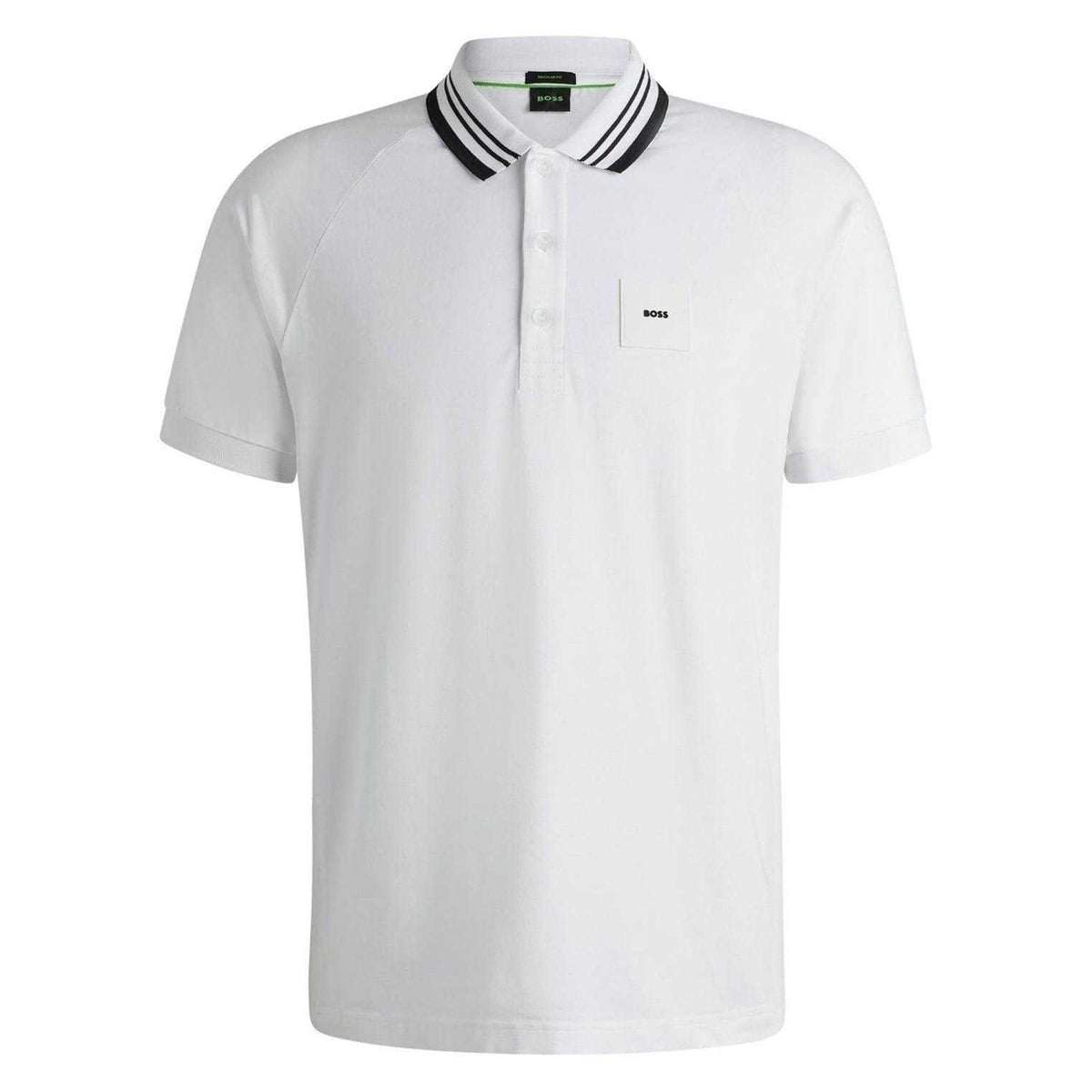 White - Front - Boss Mens Collared Regular Raglan Polo Shirt