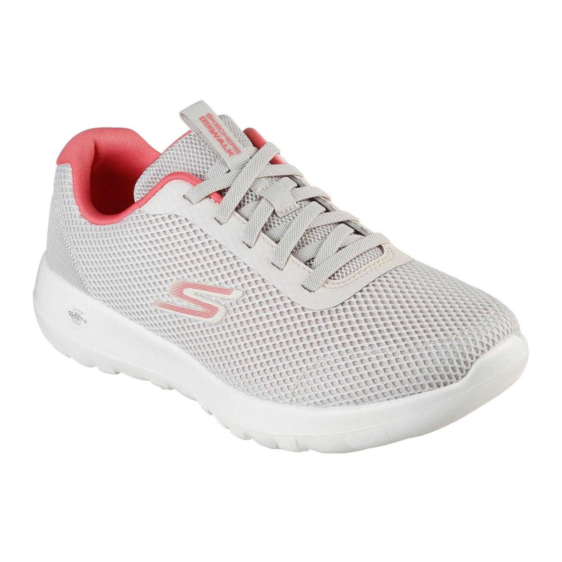 Off White-Pink - Front - Skechers Womens-Ladies Go Walk Joy Colour Pop Mesh Trainers