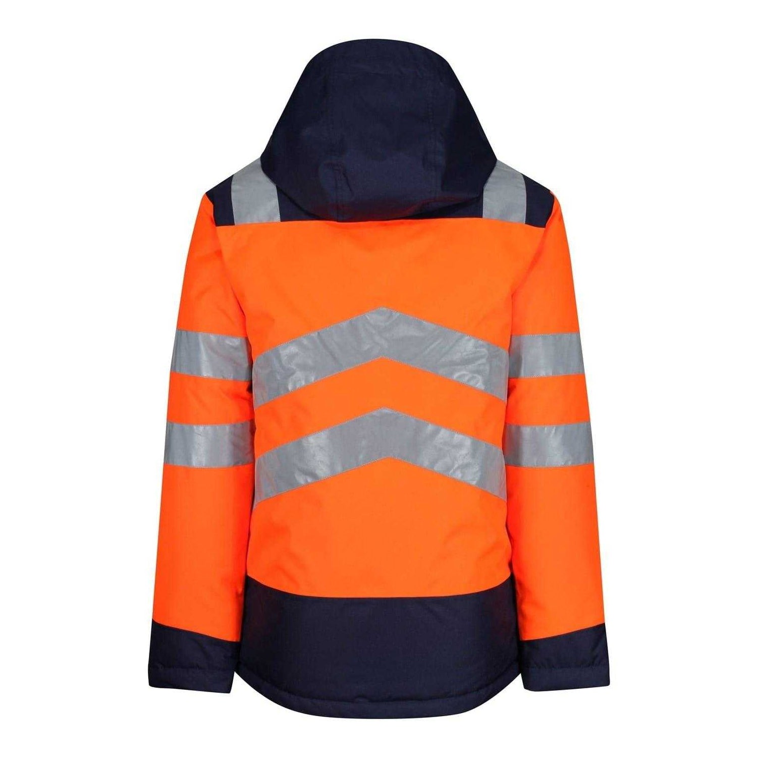 Orange-Navy - Back - Regatta Mens Hi-Vis Safety Jacket