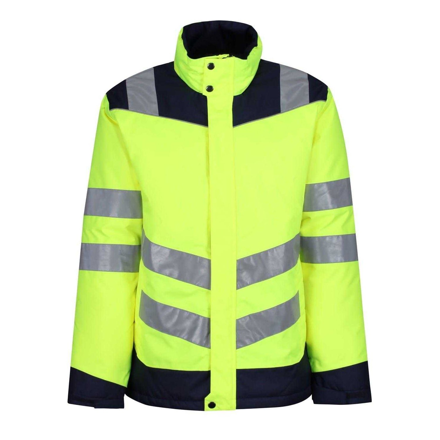 Yellow-Navy - Front - Regatta Mens Hi-Vis Safety Jacket
