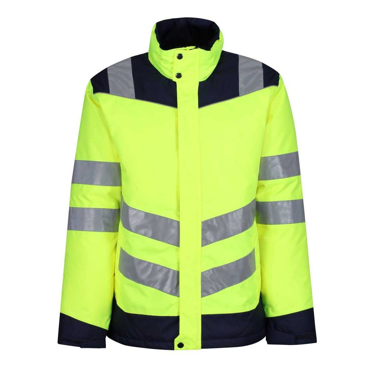 Yellow-Navy - Front - Regatta Mens Hi-Vis Safety Jacket
