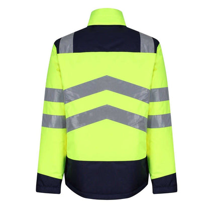 Yellow-Navy - Back - Regatta Mens Hi-Vis Safety Jacket
