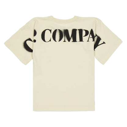 Ecru - Back - C.P. Company Childrens-Kids Back Print Logo T-Shirt