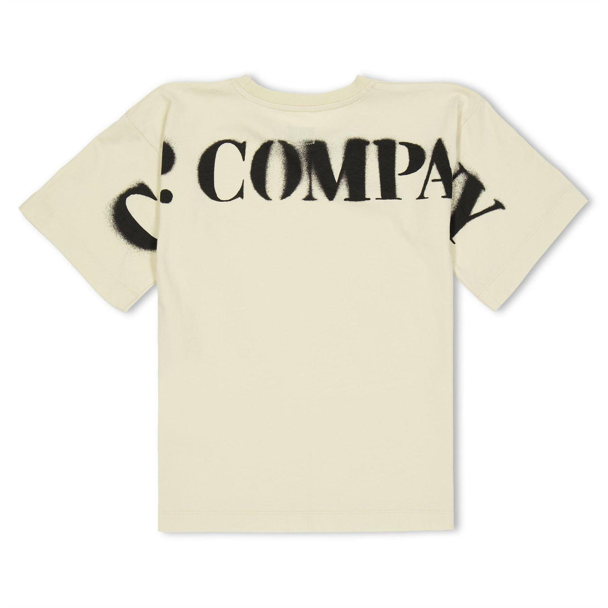 Ecru - Side - C.P. Company Childrens-Kids Back Print Logo T-Shirt