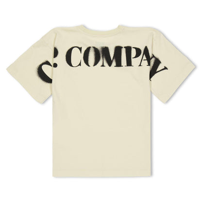Ecru - Side - C.P. Company Childrens-Kids Back Print Logo T-Shirt