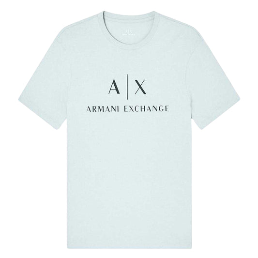 Aqua Grey - Front - Armani Exchange Mens Lettering Logo T-Shirt