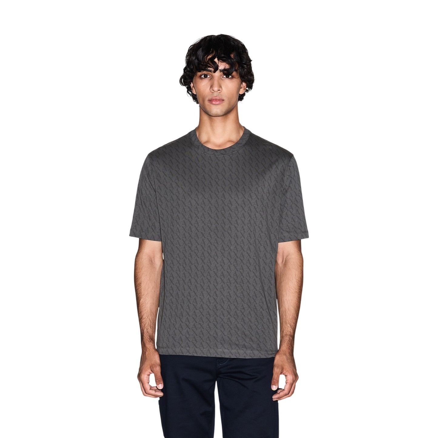 Sage - Side - Armani Exchange Mens Logo All-Over Print T-Shirt