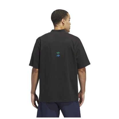 Black - Back - Adidas Mens Logo Mock Neck Loose T-Shirt
