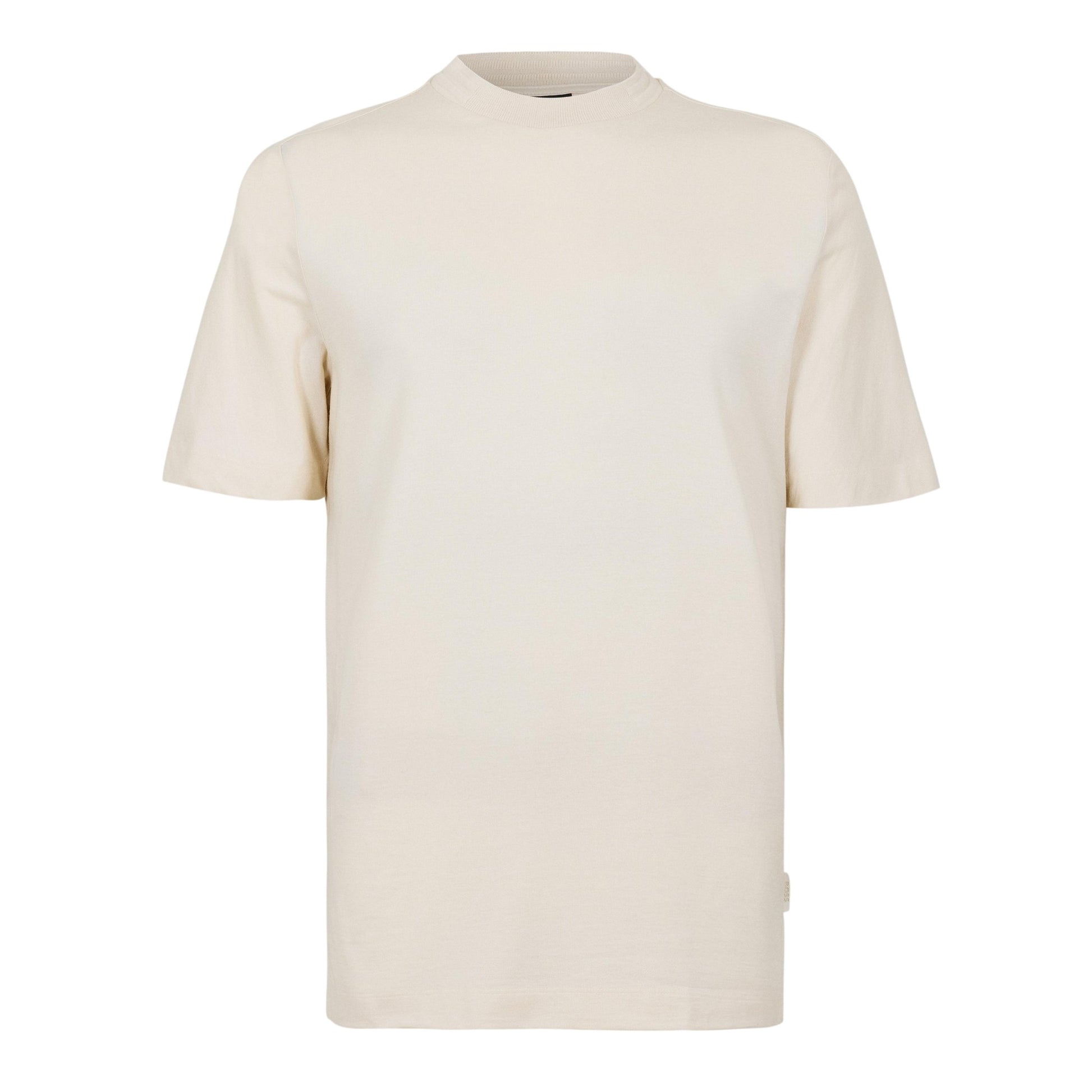 White - Front - Boss Mens Plain Mock Neck T-Shirt