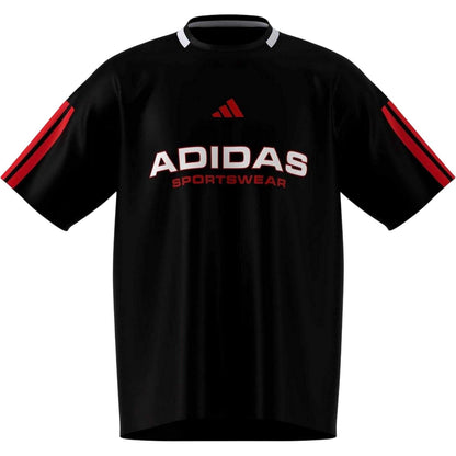 Black-Ruby Red - Front - Adidas Unisex Adult House Of Tiro Nations T-Shirt