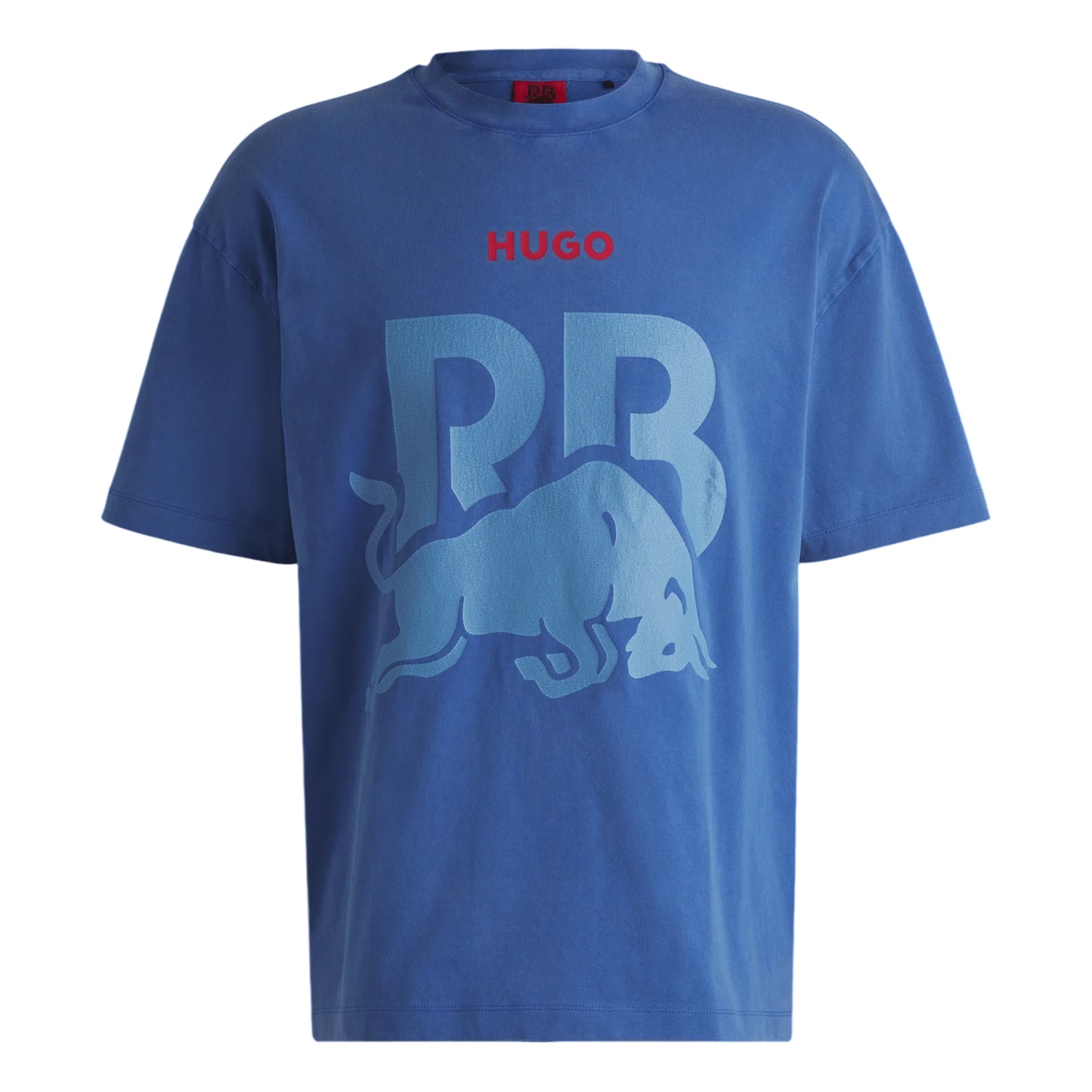 Medium Blue - Front - Hugo Unisex Adult RB F1 Racing Graphic Print Oversized T-Shirt