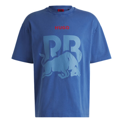 Medium Blue - Front - Hugo Unisex Adult RB F1 Racing Graphic Print Oversized T-Shirt