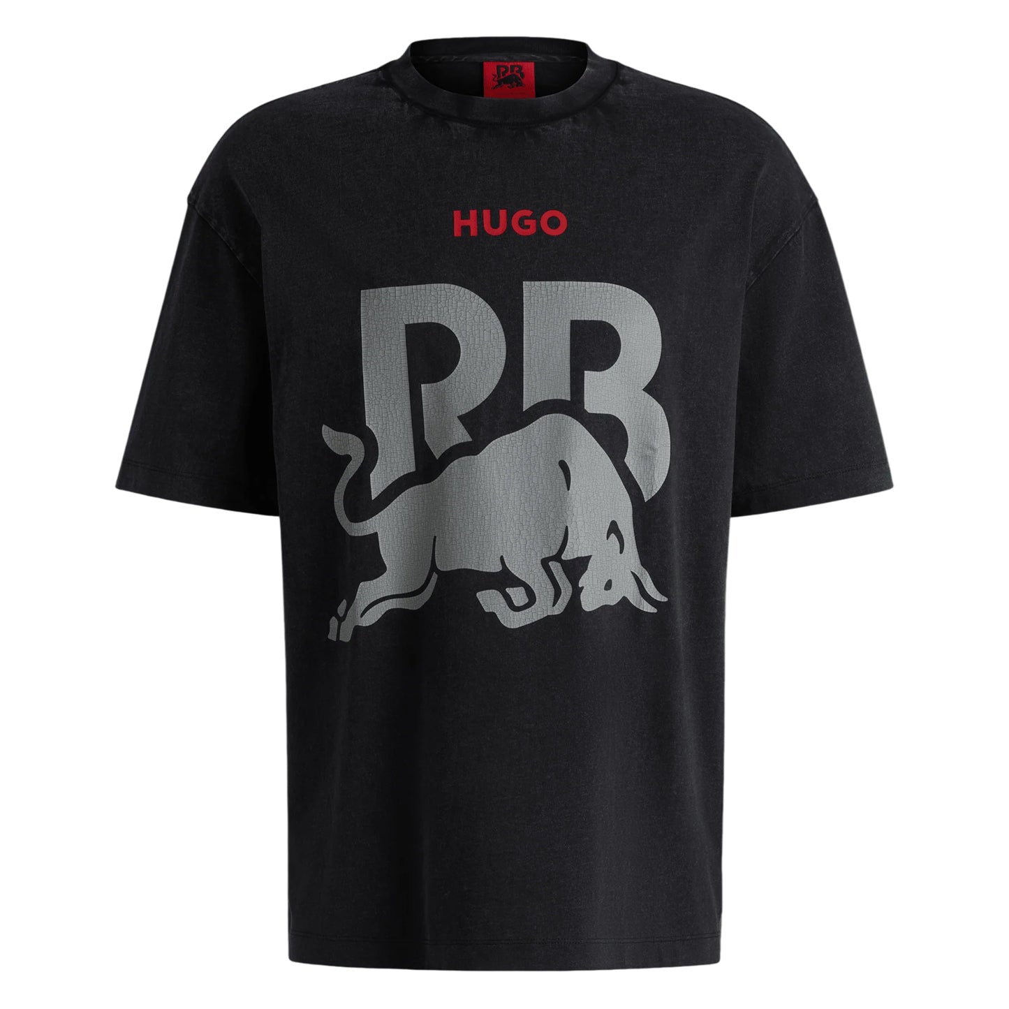 Black - Front - Hugo Unisex Adult RB F1 Racing Graphic Print Oversized T-Shirt
