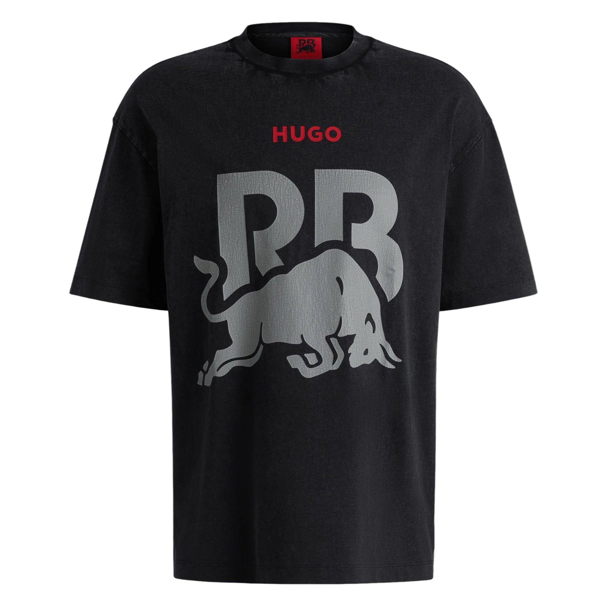 Black - Front - Hugo Unisex Adult RB F1 Racing Graphic Print Oversized T-Shirt