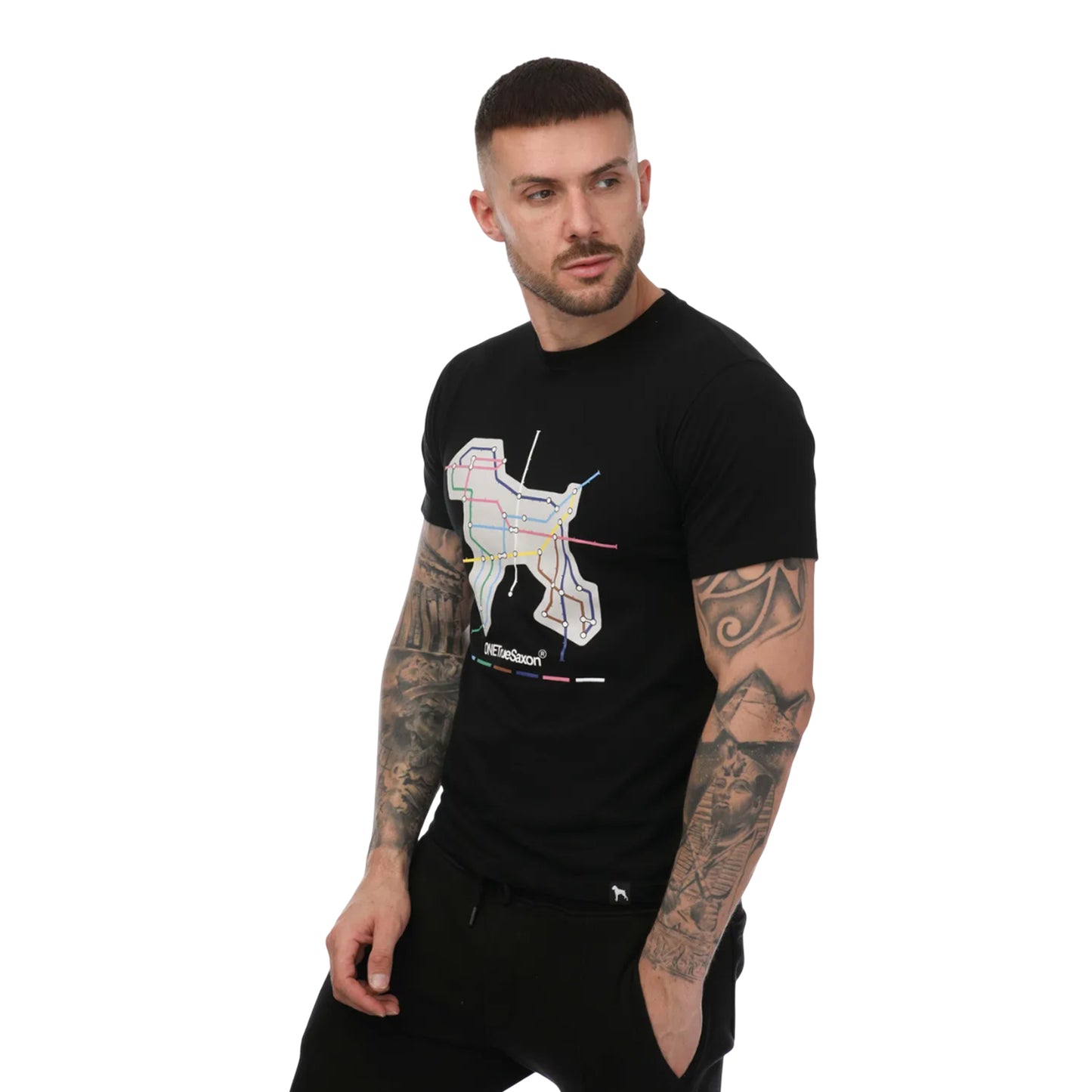 Black - Side - One True Saxon Mens Station T-Shirt