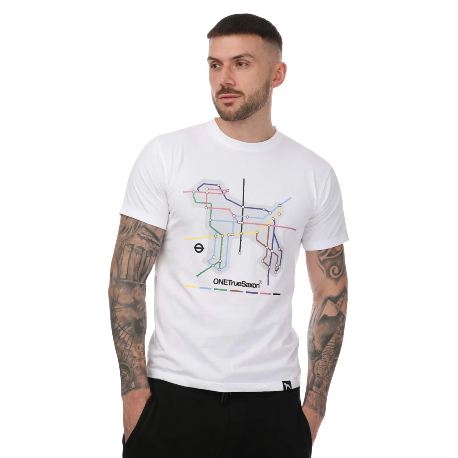White - Front - One True Saxon Mens Station T-Shirt