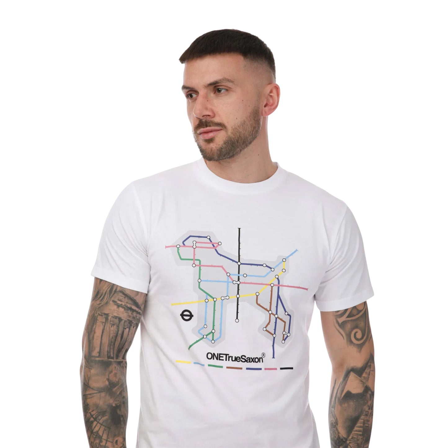White - Side - One True Saxon Mens Station T-Shirt