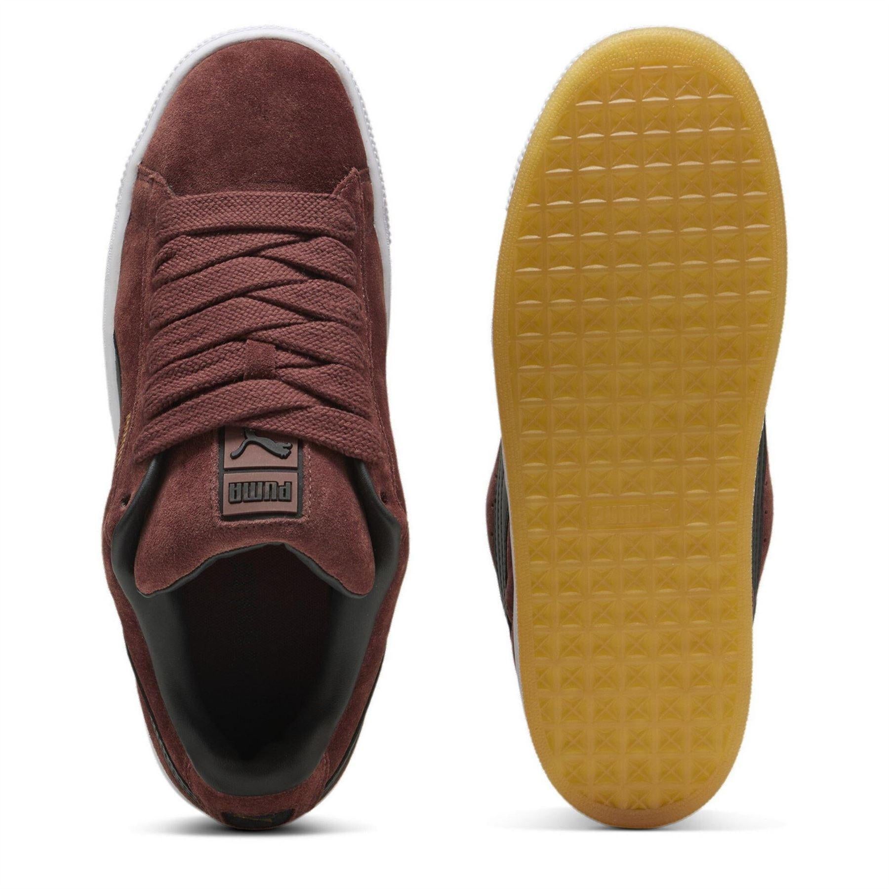 Chocolate-White - Side - Puma Mens XL Suede Trainers