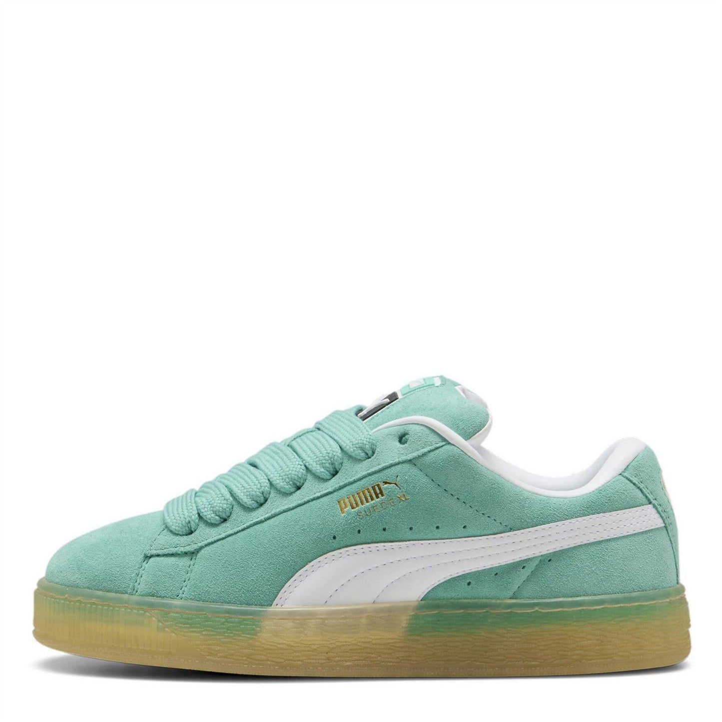Aqua-White - Back - Puma Mens XL Suede Trainers