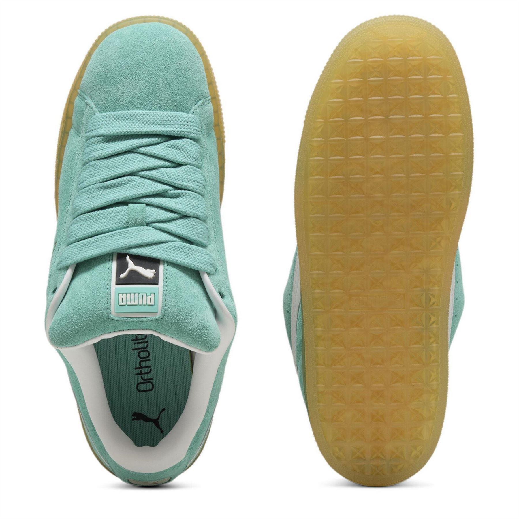 Aqua-White - Side - Puma Mens XL Suede Trainers