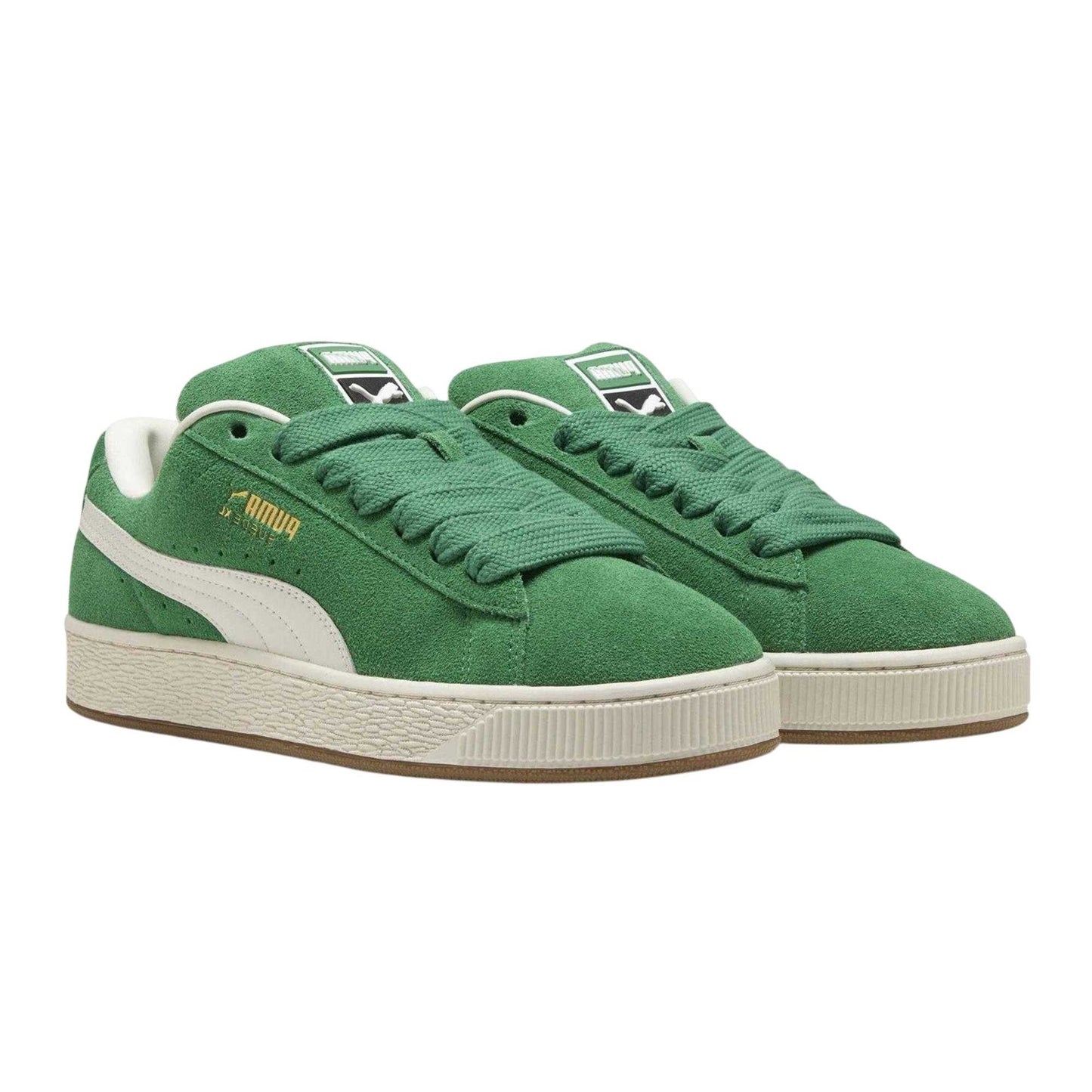 Green-White - Front - Puma Mens XL Suede Trainers