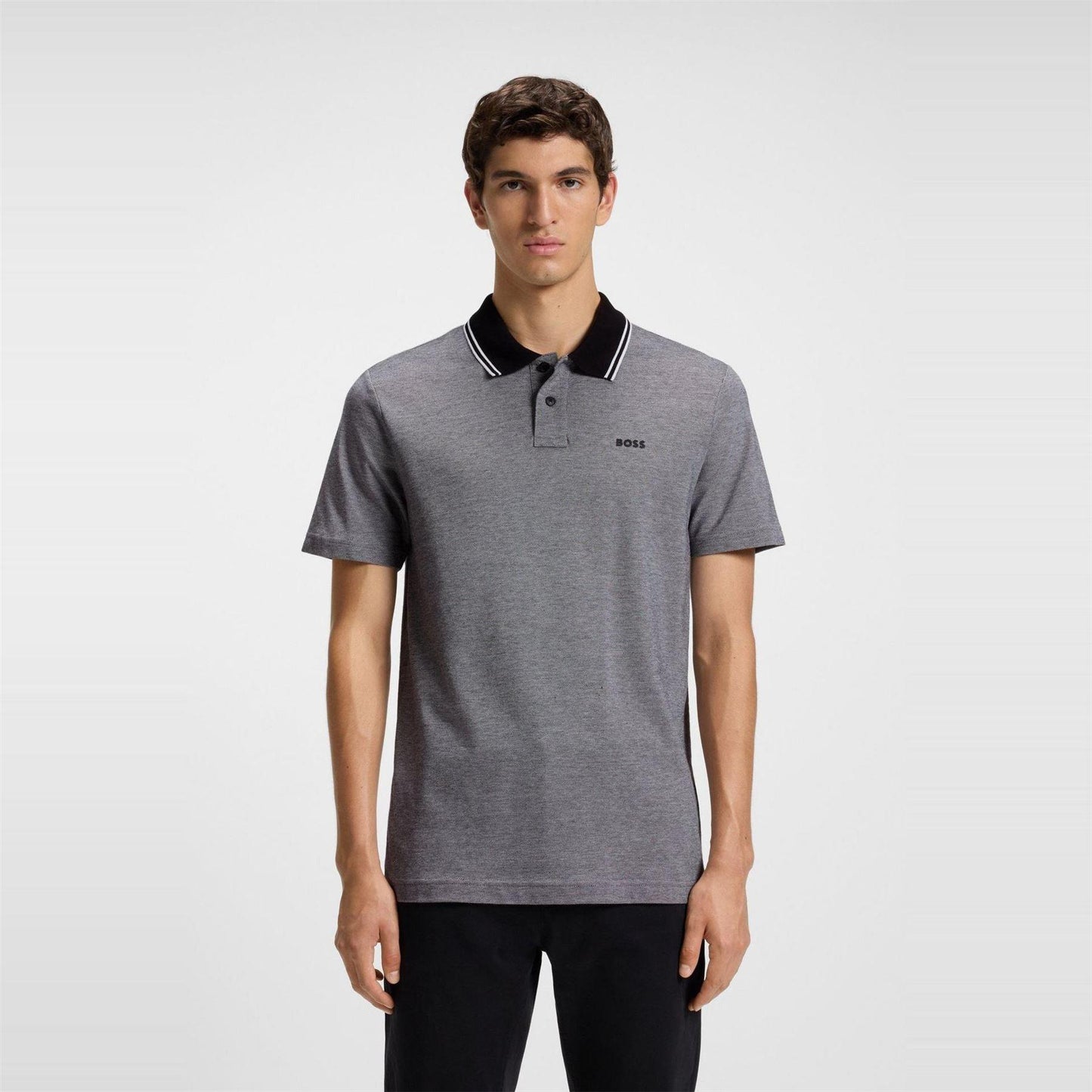 Black - Back - Boss Mens Peoxfordnew Short-Sleeved Polo Shirt