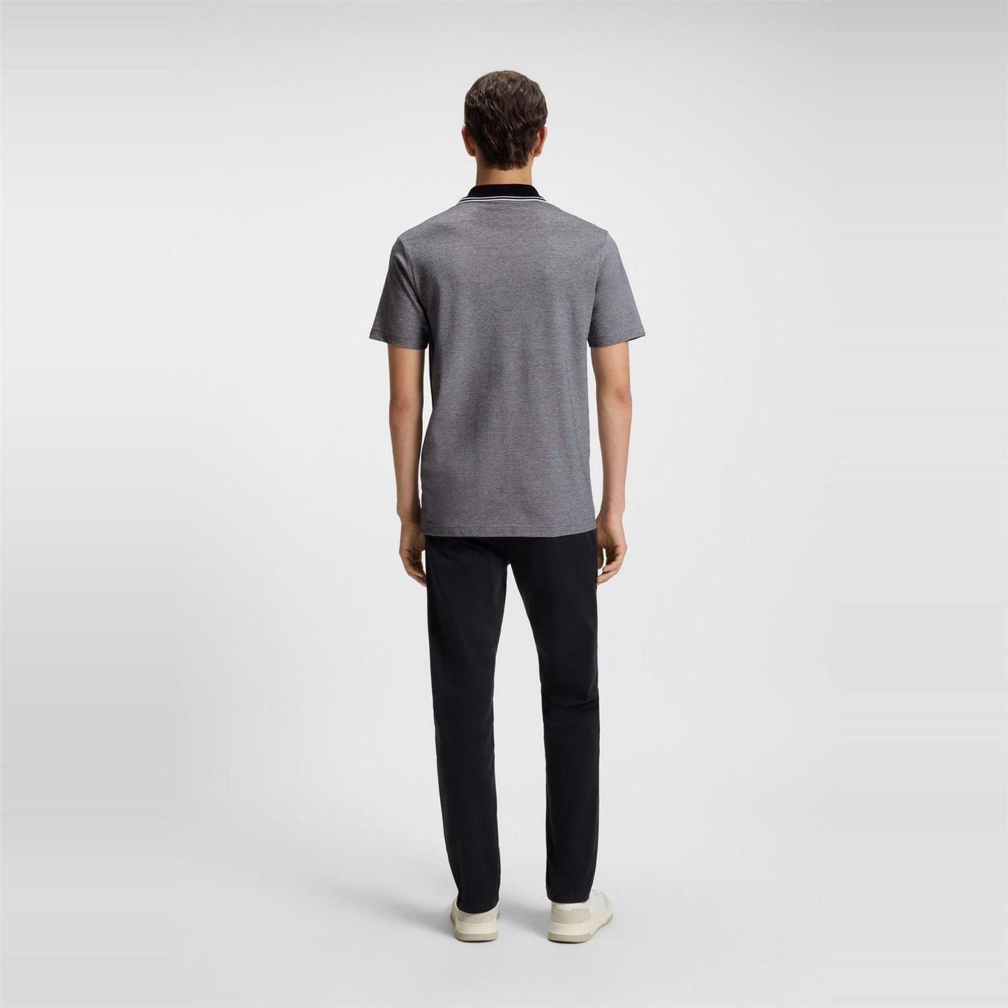 Black - Side - Boss Mens Peoxfordnew Short-Sleeved Polo Shirt