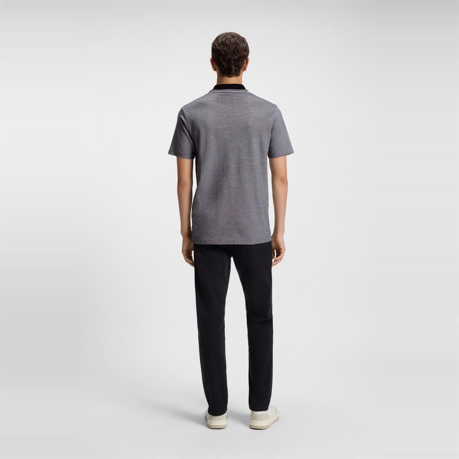 Black - Side - Boss Mens Peoxfordnew Short-Sleeved Polo Shirt