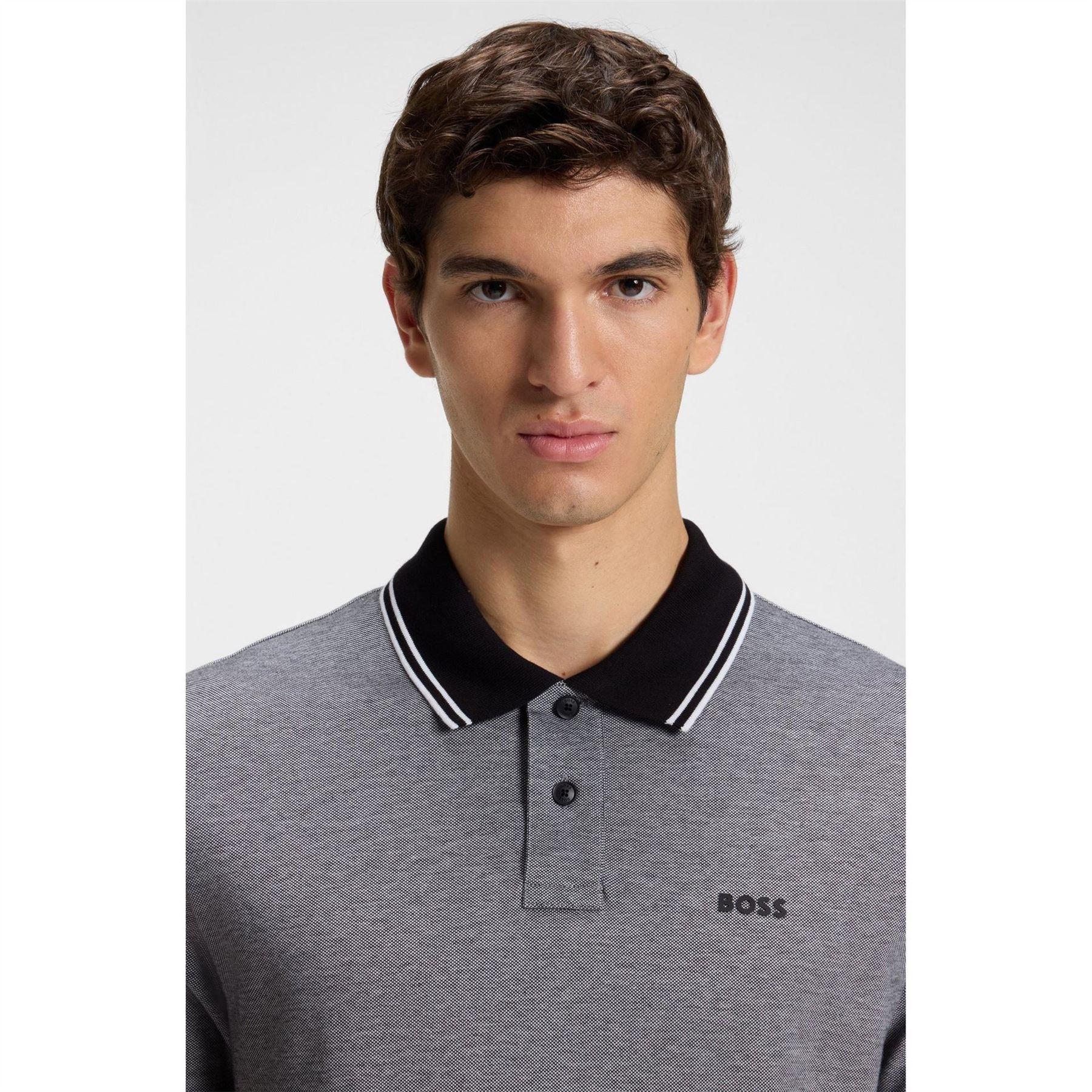 Black - Lifestyle - Boss Mens Peoxfordnew Short-Sleeved Polo Shirt