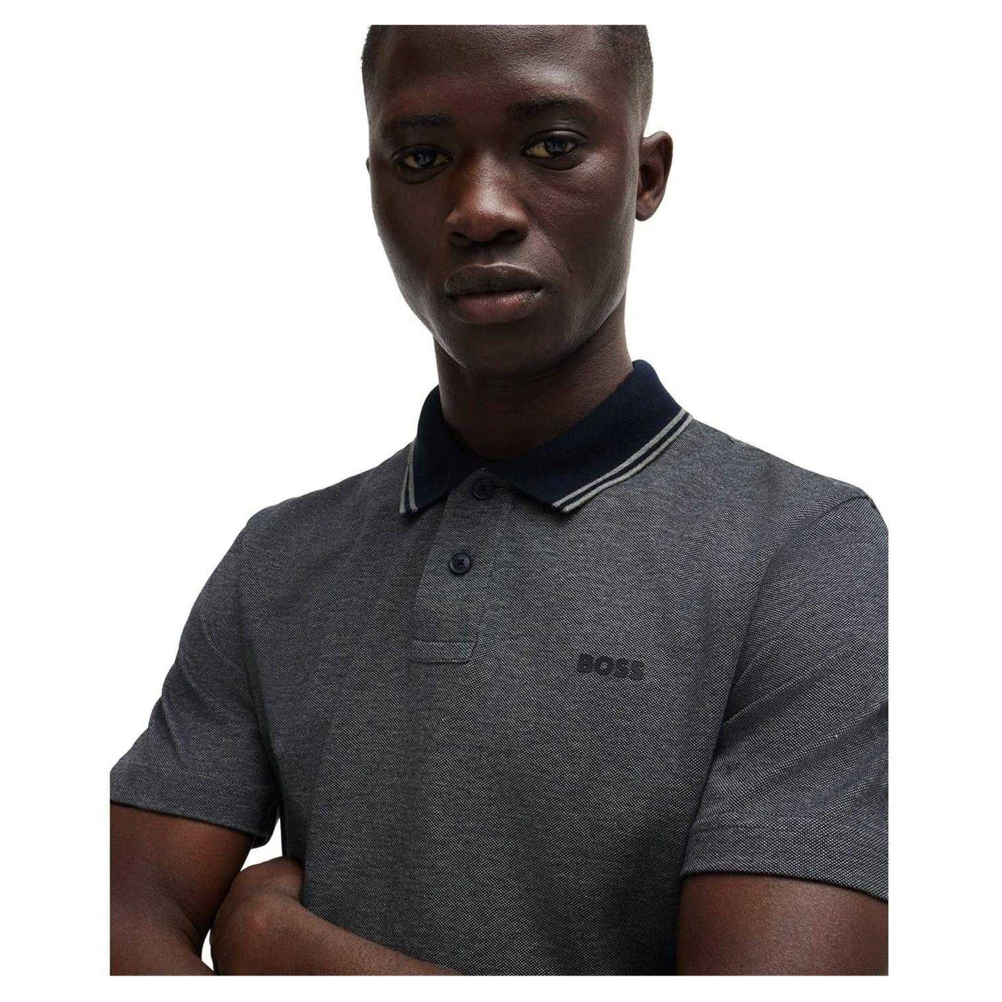 Dark Blue - Side - Boss Mens Peoxfordnew Short-Sleeved Polo Shirt