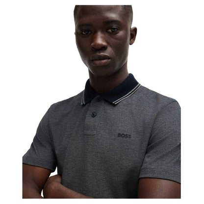 Dark Blue - Side - Boss Mens Peoxfordnew Short-Sleeved Polo Shirt