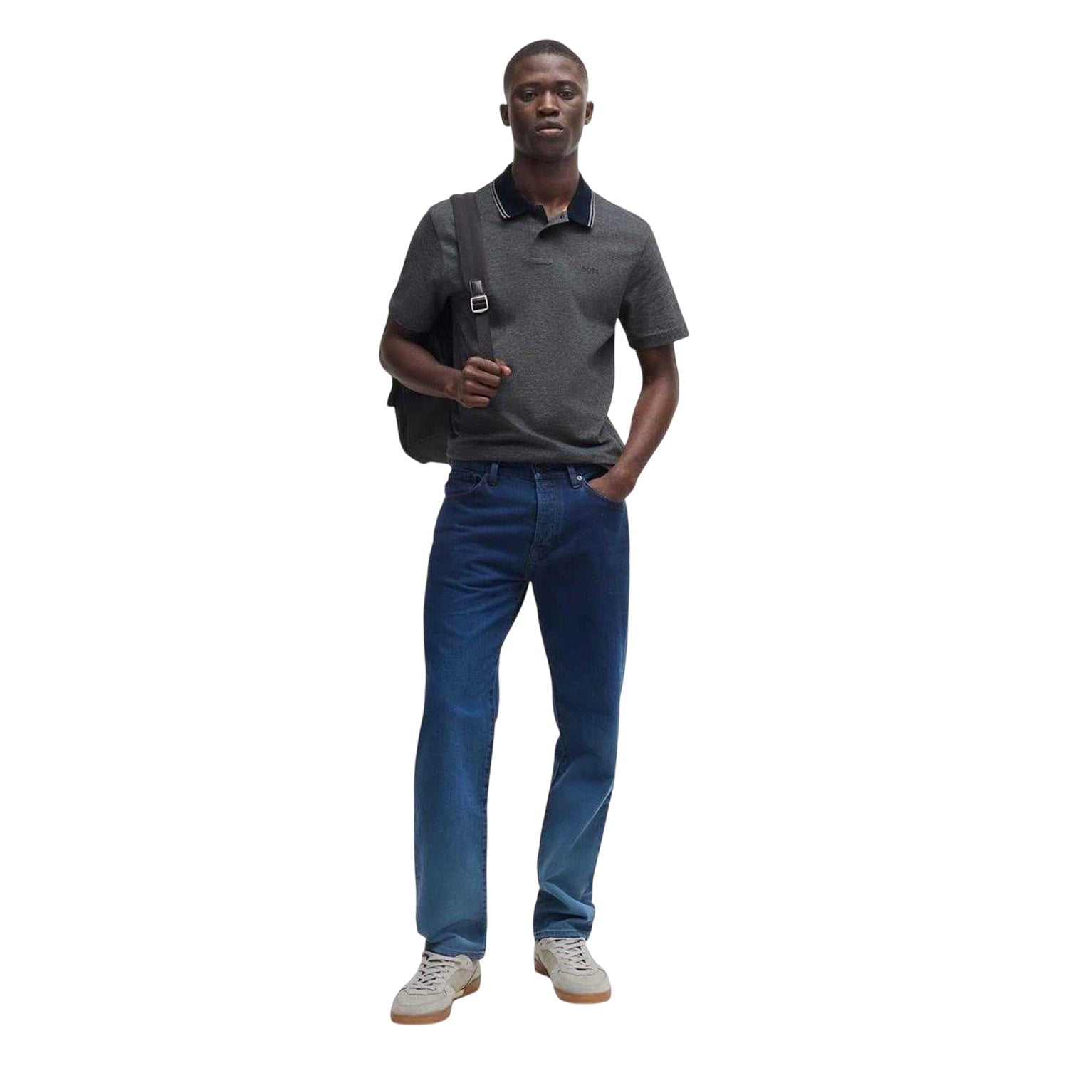 Dark Blue - Lifestyle - Boss Mens Peoxfordnew Short-Sleeved Polo Shirt