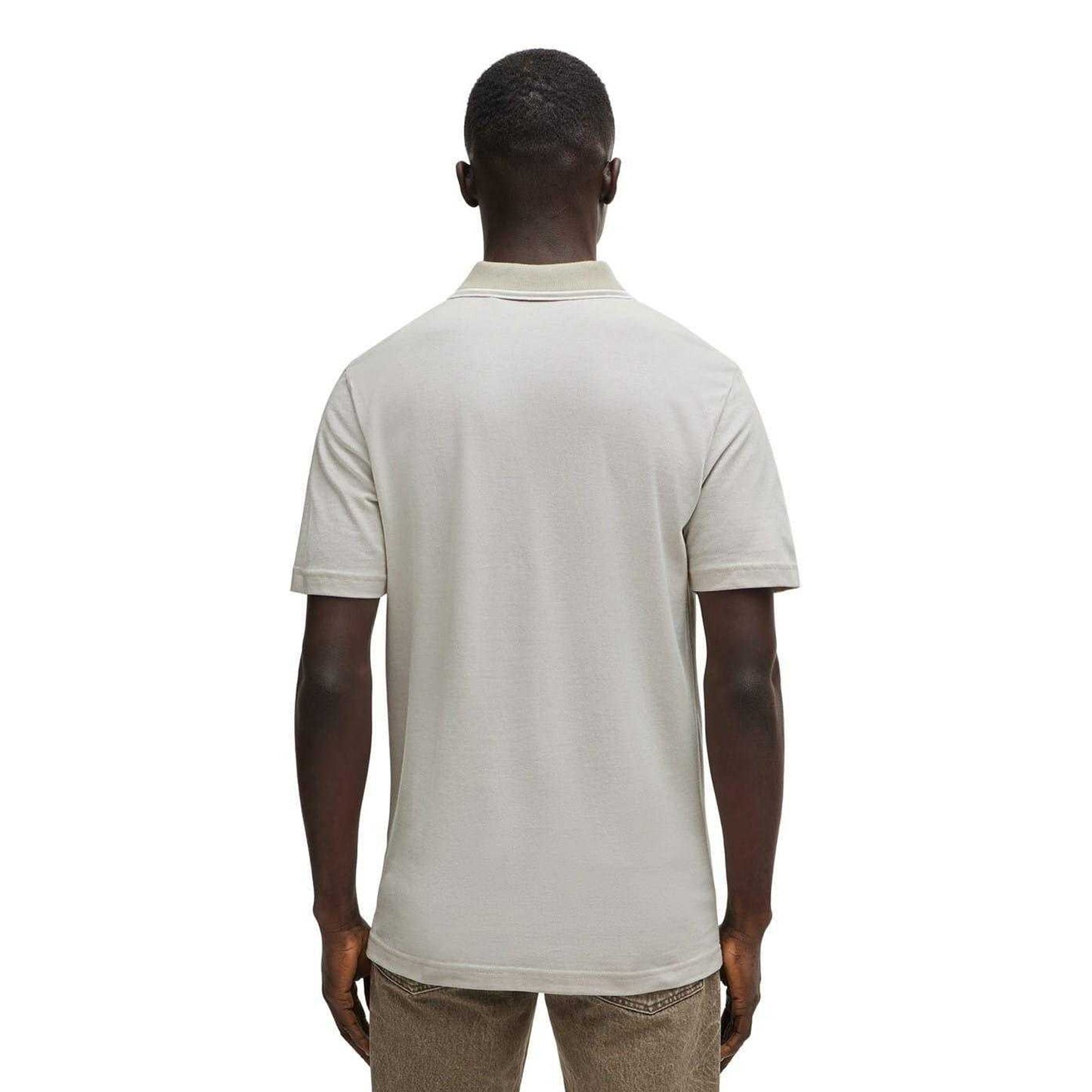 Light Beige - Back - Boss Mens Peoxfordnew Short-Sleeved Polo Shirt
