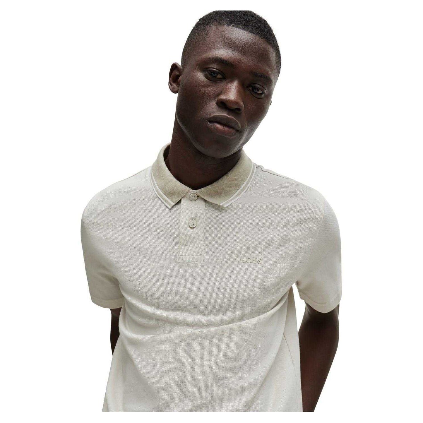 Light Beige - Side - Boss Mens Peoxfordnew Short-Sleeved Polo Shirt