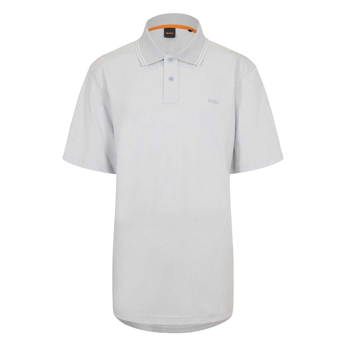 Pastel Grey - Front - Boss Mens Peoxfordnew Short-Sleeved Polo Shirt