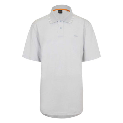 Pastel Grey - Front - Boss Mens Peoxfordnew Short-Sleeved Polo Shirt
