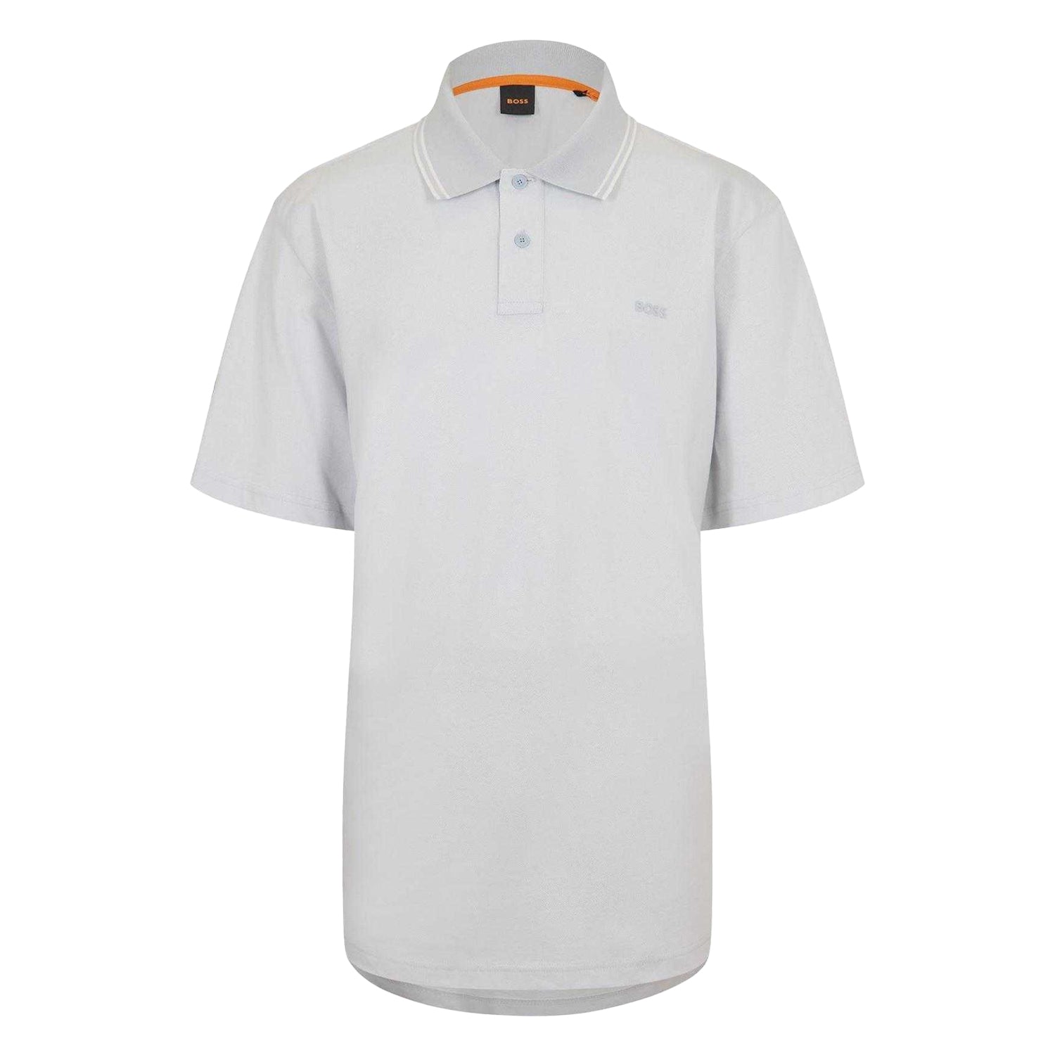 Pastel Grey - Front - Boss Mens Peoxfordnew Short-Sleeved Polo Shirt